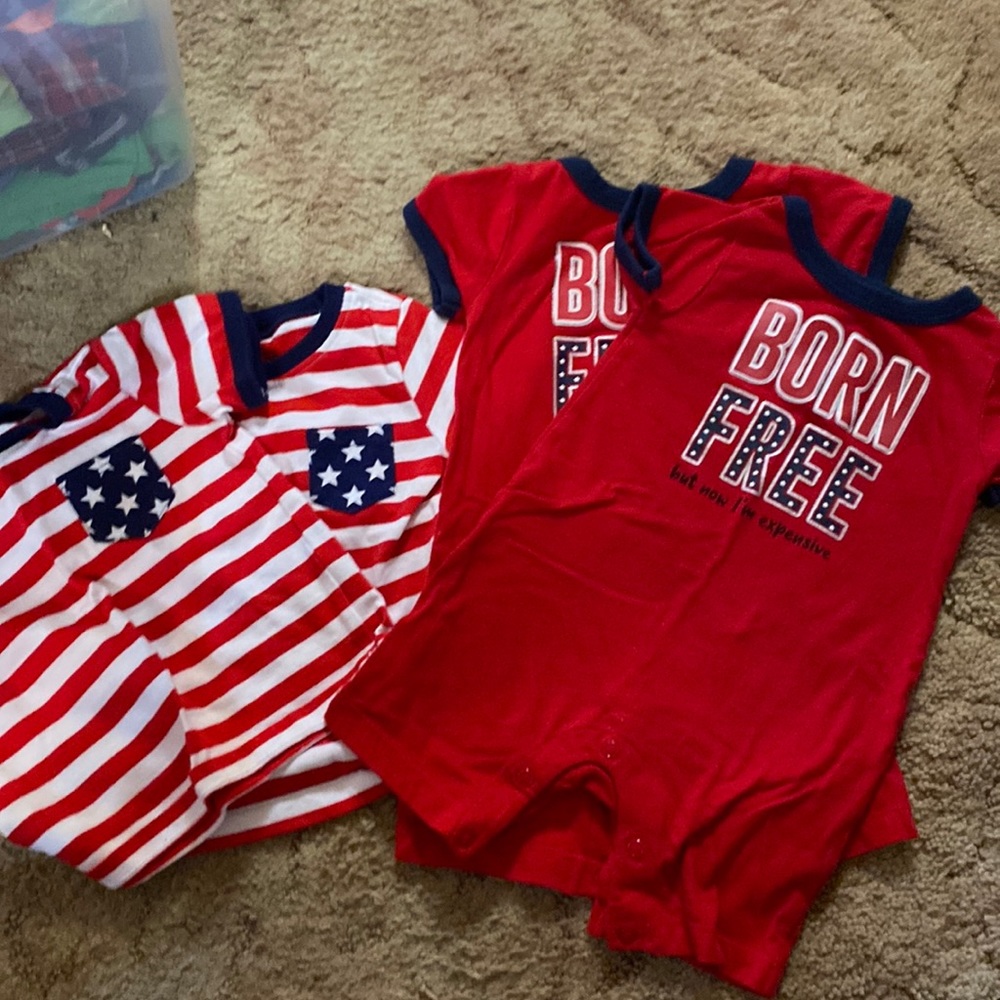 Patriotic Romper and Shirt Matching Sets 6-9 month twin